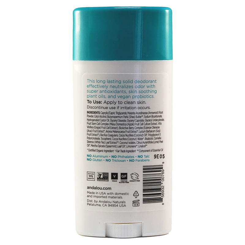 Andalou Naturals Botanical Deodorant with Vegan Probiotics Coconut Lime