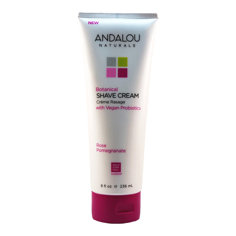 Andalou Naturals Botanical Shave Cream with Vegan Probiotics Rose Pomegranate
