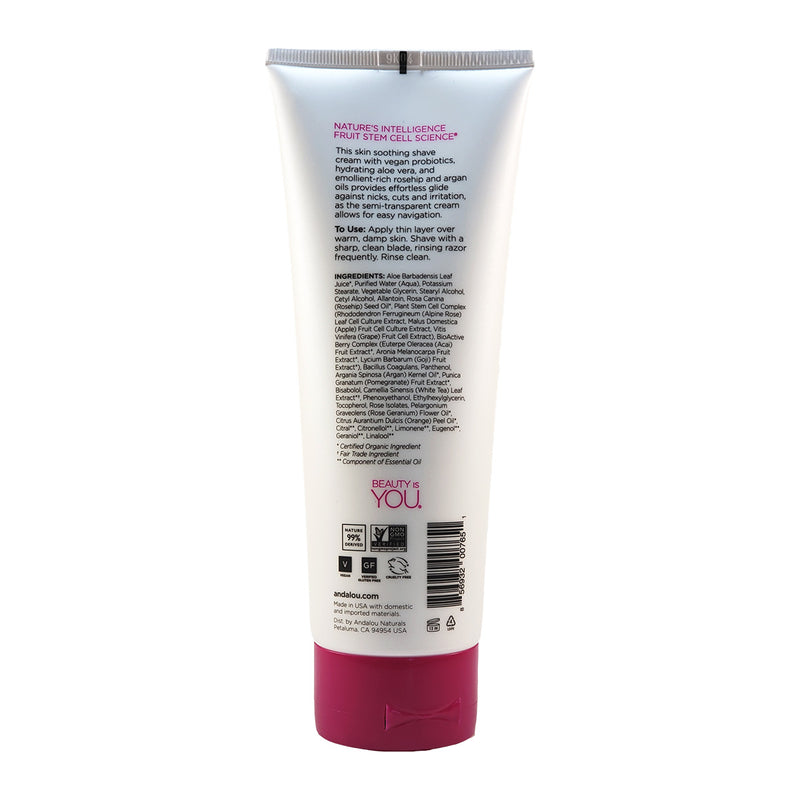 Andalou Naturals Botanical Shave Cream with Vegan Probiotics Rose Pomegranate