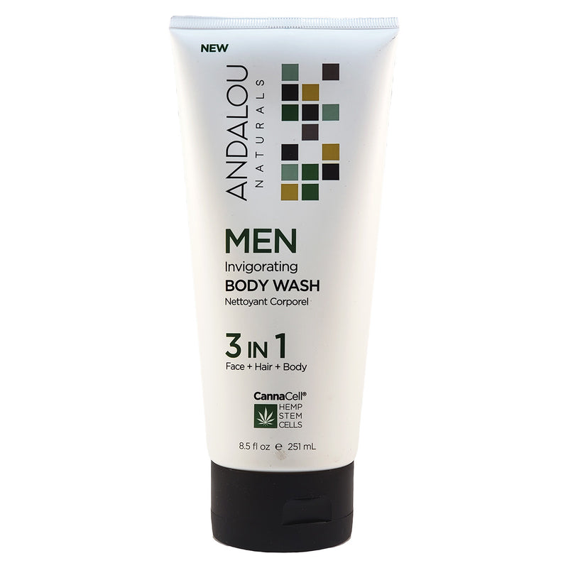Andalou Naturals CannaCell Men Invigorating Body Wash 3-in-1