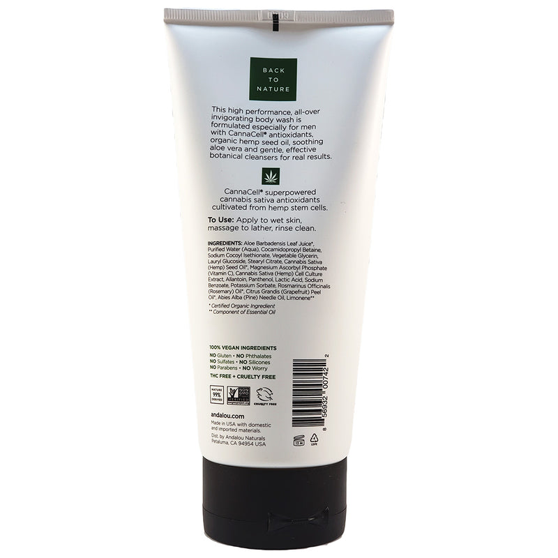 Andalou Naturals CannaCell Men Invigorating Body Wash 3-in-1